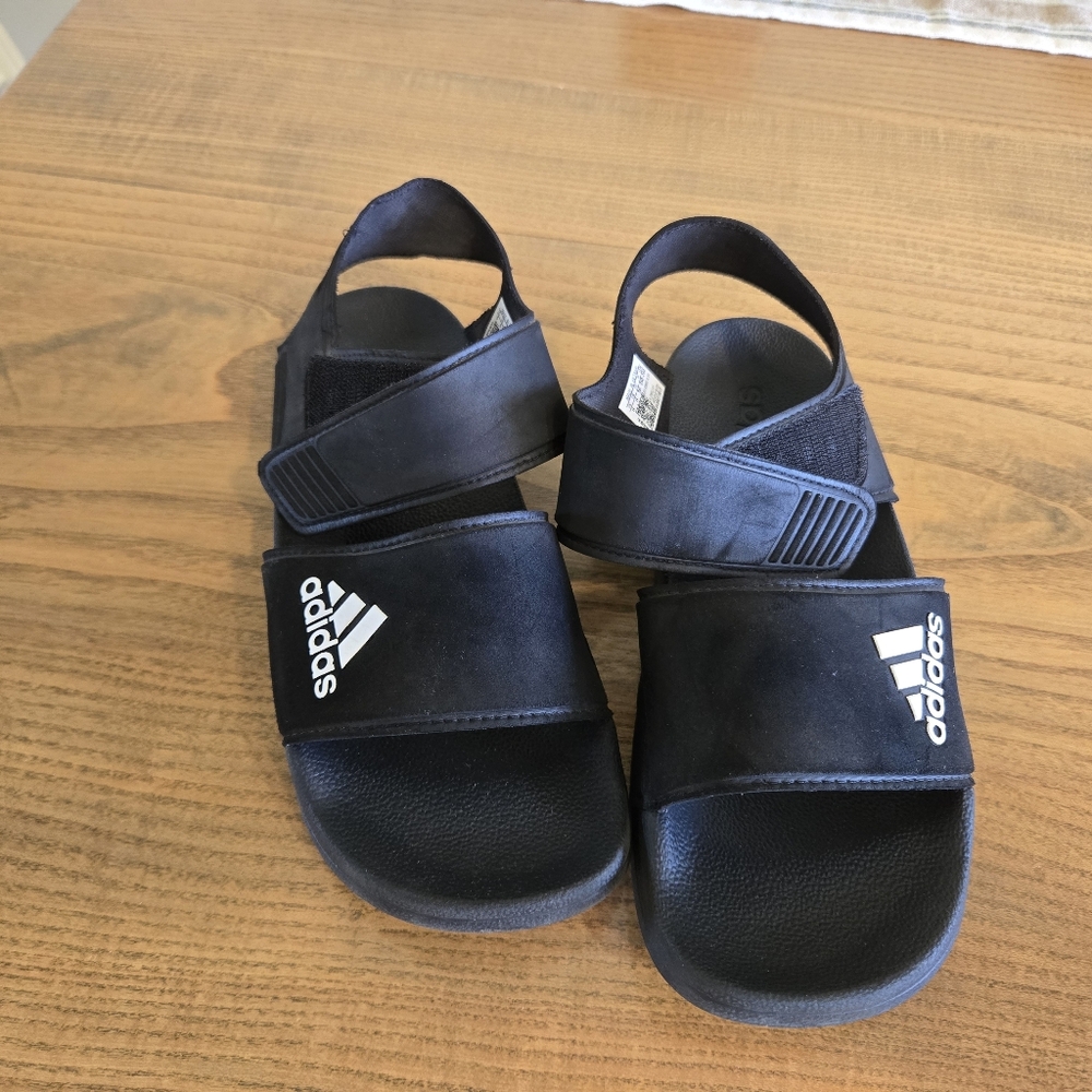 adidas Black Kids Adjustable Slide Sandals - Picture 3 of 5